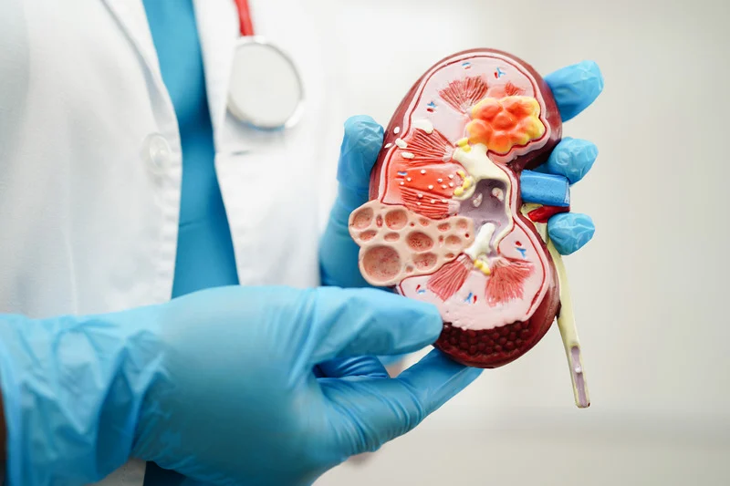 Specialist holding a kidney model to explain end-stage renal disease (ESRD) treatment and dialysis access in Shenandoah Valley & Eastern Panhandle